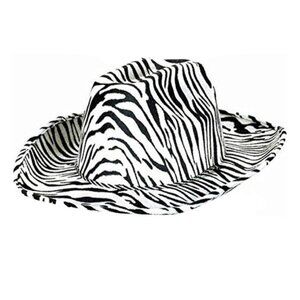 Zebra Print Cowboy Hat Black & White Animal Pattern Costume Accessory
